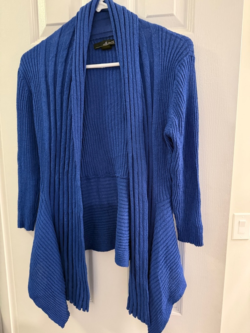 Willi Smith Royal Blue Ribbed Open-Front Cardigan